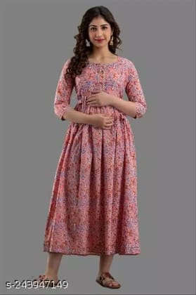 maternity dresses for women - feeding kurtis for women stylish latest pregnancy dresses for women in pink