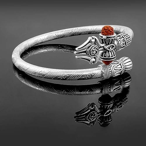 Silver Oxidized Designer Handcrafted Lord Shiva/Shiv Trishul Rudraksha  Damroo Bahubali Kada Bracelet Bangle Free Size Cuff Kada Spiritual  Jewellery for Men/Women – Aakarshan by Kavya