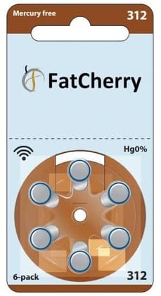 FatCherry Hearing Aid Battery Size 312, Pack of 6 Batteries