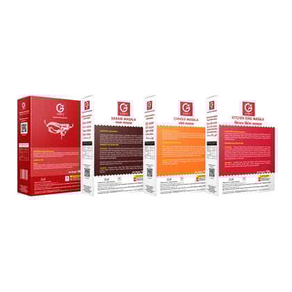 Garni Foods Kashmiri Chilli 100g + Chole Masala 100g + Garam Masala 100gm + Kitchen King 100g Combo Pack of 4 (4 x 100 g)