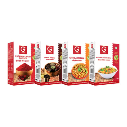 Garni Foods Kashmiri Chilli 100g + Chole Masala 100g + Garam Masala 100gm + Kitchen King 100g Combo Pack of 4 (4 x 100 g)