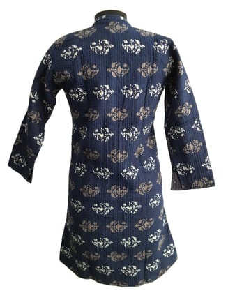 Shuban Traders Indian Handicraft Cotton Woman's/Girl's Quilted Hand Block Printed Jaipuri Full Length -Reversible Jacket Blue