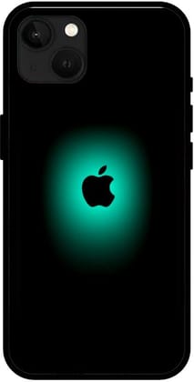 Plain Black Apple Unbreakable Glass Back Case Mobile Cover with 4 Side Protection and Soft TPU Sides for Apple iPhone 13