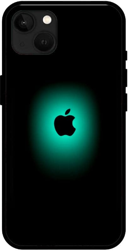 Plain Black Apple Unbreakable Glass Back Case Mobile Cover with 4 Side Protection and Soft TPU Sides for Apple iPhone 13