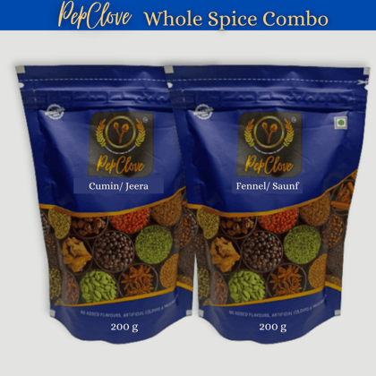 PepClove Whole Spices Combo | CUMIN (200GM) + FENNEL (200GM) | PepClove Spices | Whole Spices | Fresh Spices