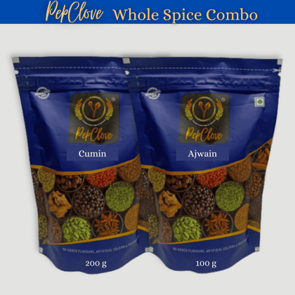 PepClove Whole Spices Combo | CUMIN (200GM) + AJWAIN (100GM) | PepClove Spices | Whole Spices | Fresh Spices