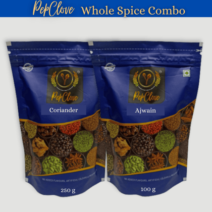 PepClove Whole Spices Combo | AJWAIN (100GM) + CORIANDER (250GM) | PepClove Spices | Whole Spices | Fresh Spices