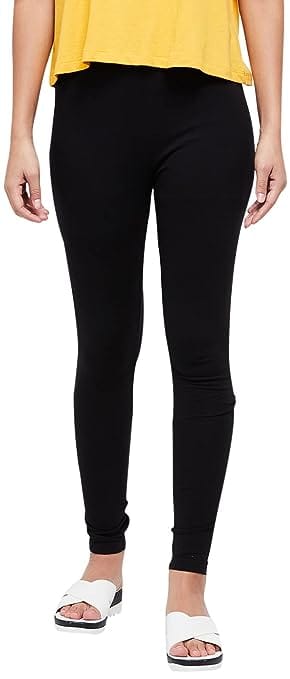 Women's Regular Fit Leggings  (BLACK)