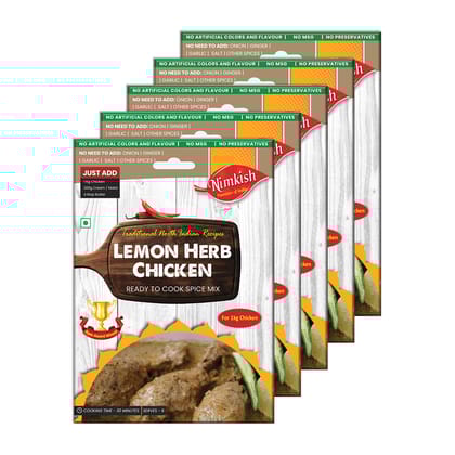 Nimkish Lemon Herb Chicken Masala Pack of 5 (50g each), Ready to Cook Spice Mix