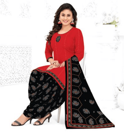 Printed Unstitched American Crepe Salwar Suit Material With Dani Dupatta