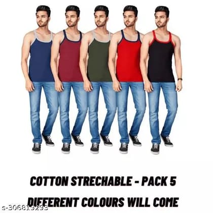 5 pc's Mens Cotton Color Gym Vest|STREACHABLE FABRIC|Fitted|Modern fit vest