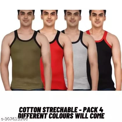 4 pc's Mens Cotton Color Gym Vest|STREACHABLE FABRIC|Fitted|Modern fit vest