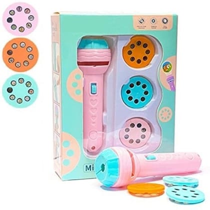 KTRS ENTERPRISE Mini Slide Projector Flashlight Torch, Kids Projection Light Toy Slide Flashlight Lamp Education Learning Night Light Before Going to Bed (Projector Torch