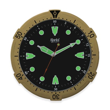 AJANTA Analog 33 cm X 33 cm Wall Clock  (Gold, Black, With Glass, Standard)