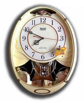 Ajanta Musical Oval Plastic Wall Clock (400 cm x 400 cm x 70 cm, Ivory)