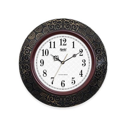 Ajanta Quartz Plastic Vintage Wall Clock (Mahogany, 406 x 406 x 61 mm)