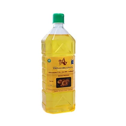 Sana's Thinai organics -Wood Press Edible Groundnut Oil | Peanut Oil (Virgin, Chekku/Ghani) (1000 ML) - 1 Litre