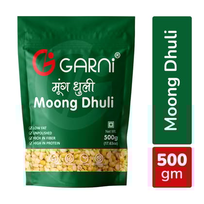 Garni Foods Unpolished Moong Dhuli | Premium Grade |100% Natural, 500g