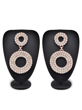 Blee19 18k Rose Gold Plated Dailywear AD CZ Studded Stud Tops Earrings For Women Blee19 18k Rose Gold Plated Dailywear AD CZ Studded Stud Tops Earrings For Women