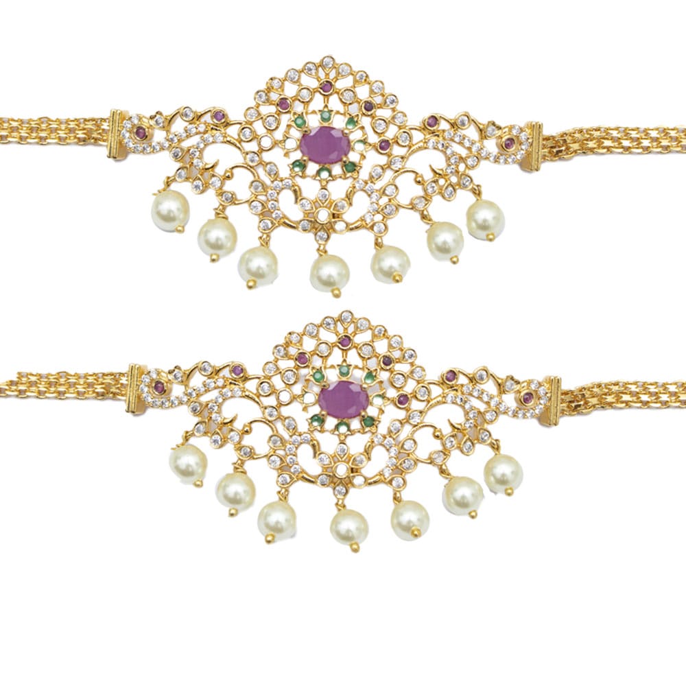 Zeello Armlet | Armlet for girls & women | Bajuband design | Pink colour gemstone