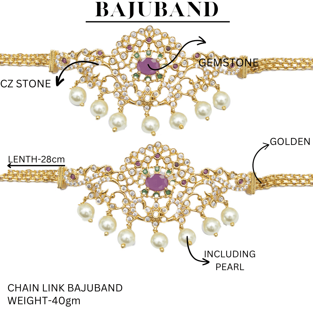 Zeello Armlet | Armlet for girls & women | Bajuband design | Pink colour gemstone