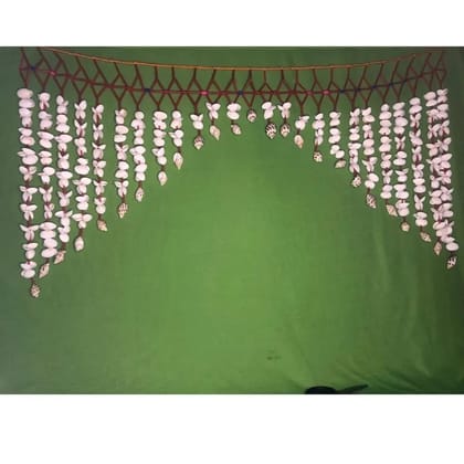DARMIKA Handmade Sea Shell Door Hanging Decoration | Fancy Sparkling Arch Bedroom Half Curtain 19 Strings Pack of 2 (Standard Size, Multicolour)