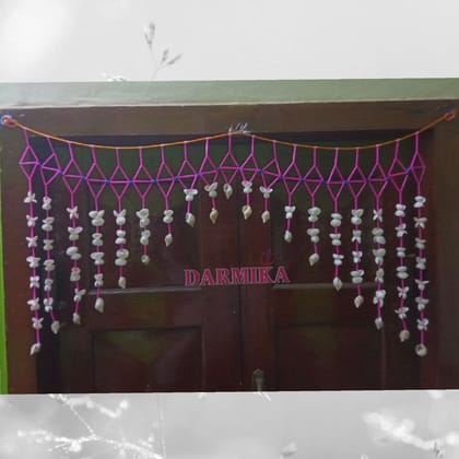 DARMIKA Handmade Sea Shell Door Hanging Decoration | Fancy Sparkling Arch Bedroom Half Curtain 19 Strings Pack of 2 (Standard Size, Multicolour)