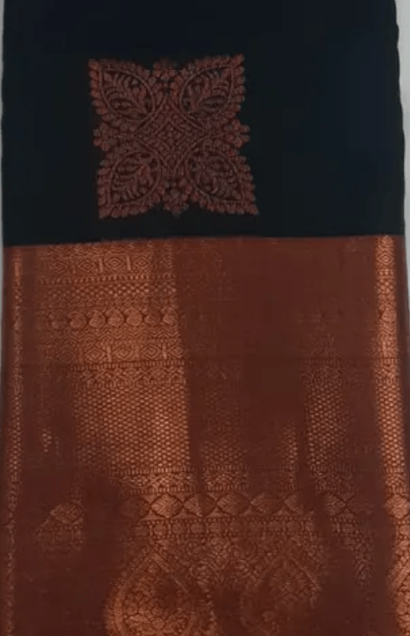 Women Semi Pattu Saree Silk Blend Saree bottle green color saree with pink color pallu and blouse