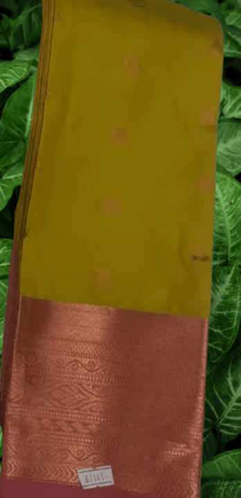 Women Semi Pattu Saree Silk Blend Saree Apple green color saree with baby pink color pallu and blouse
