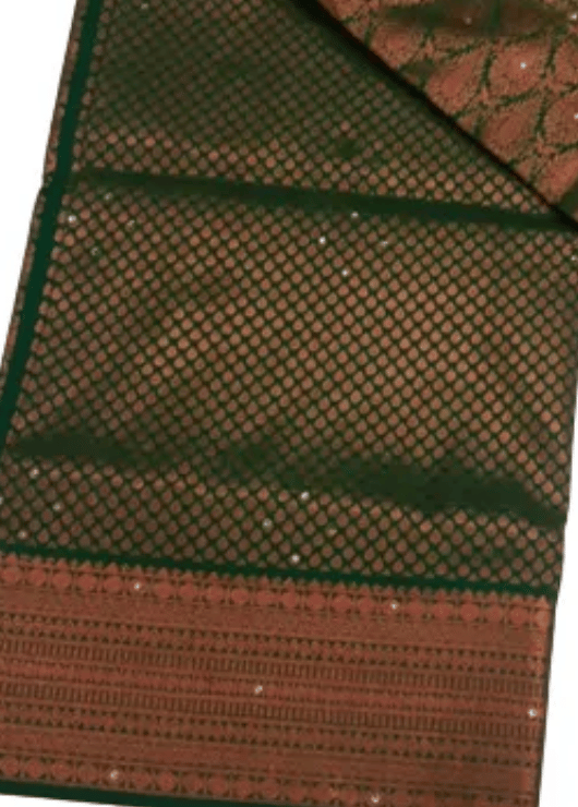Women Semi Pattu Saree Silk Blend Saree 5000 stones with perfect green color saree with self pallu and blouse