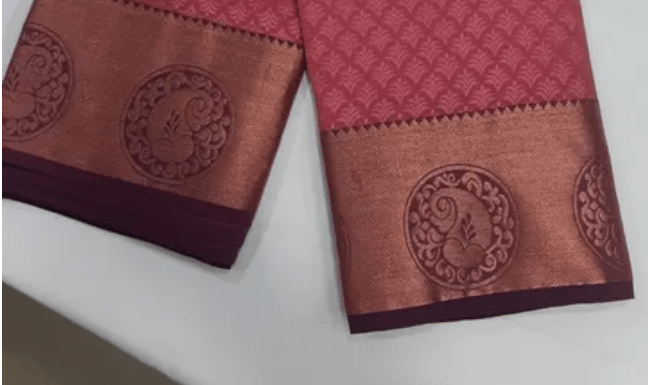 Women Semi Pattu Saree Silk Blend Saree (Pink)