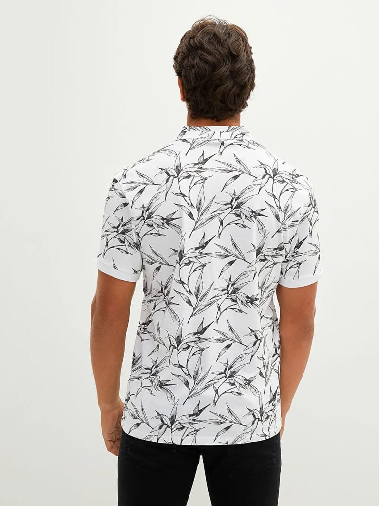 Cotton Printed F/S Shirt (black and white)