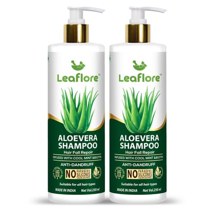 Leaflore Aloevera Shampoo (Combo of 2)  | Professional Anti-Hairfall Shampoo | 72 HRS Scalp Detox | 6-in-1 Formula | Paraben-free | Shampoo for Men & Women, 500ml