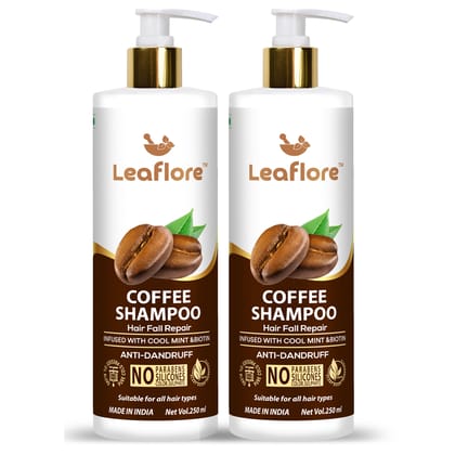 Leaflore Coffee Shampoo (Combo of 2) | Professional Hair Strengthening Shampoo | 72 HRS Scalp Detox | 6-in-1 Formula | Paraben-free | Shampoo for Men & Women, 500ml