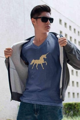 V Neck T-Shirt (Men) - Mystical Unicorn (4 Colours)