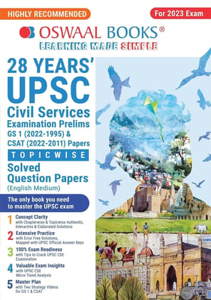 Oswaal 28 Years' UPSC Civil Services Examination Prelims GS 1 (2022-1995) & CSAT 2022-2011 Papers Topicwise Solved Question Papers English Medium (For 2023 Exam) Oswaal Editorial Board