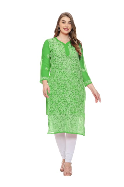 Buy GoSriKi Women's Light Green Georgette Chikankari Embroidery Work  Straight Kurti Online at Best Prices in India - JioMart.