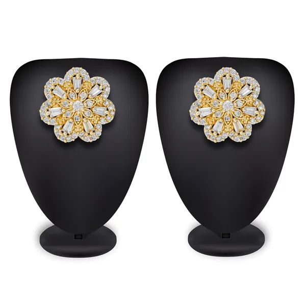 Blee19 American Diamond Earrings CZ Studded Tops Flower Shape White Gold Plated For Women & Girls
