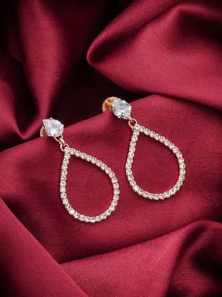 Blee19 18k Rose Gold Plated Dailywear AD CZ Studded Stud Tops Earrings For Women Blee19 18k Rose Gold Plated Dailywear AD CZ Studded Stud Tops Earrings For Women