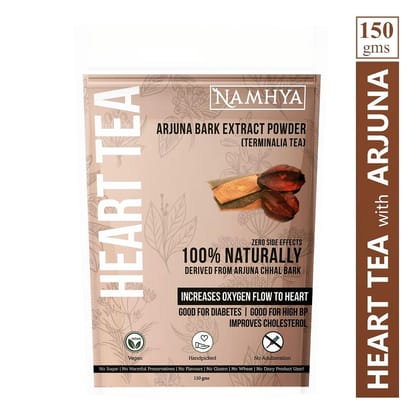 NAMHYA Natural Heart Tea with Arjuna Bark Powder Good for Heart, Diabetes, High Bp, Improve Cholesterol, Support Heart Health 5.30 oz (150g)