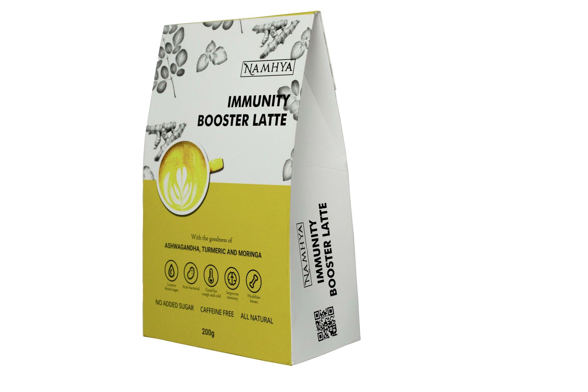 NAMHYA Immunity Booster Latte, 100% Natural with Goodness of Turmeric, Ashwagandha, Coconut Flakes, Tulsi (Basil) & Moringa (100g)