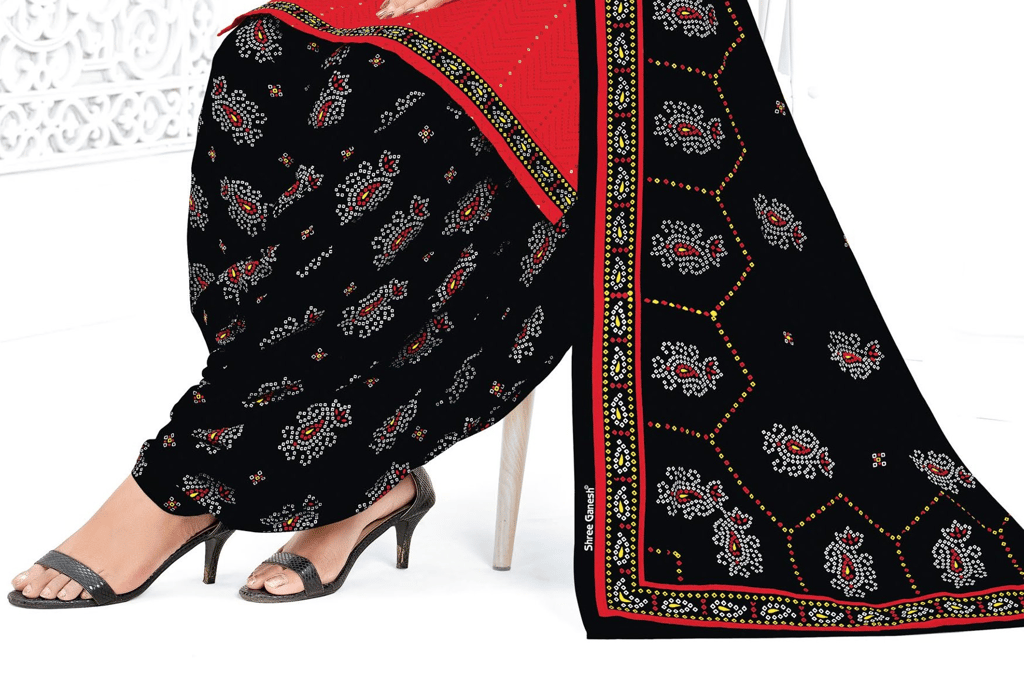 Printed Unstitched American Crepe Salwar Suit Material With Dani Dupatta