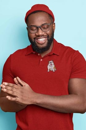 Polo Neck T-Shirt (Men) - Wringkly Sprinkly Bulldog (11 Colours)