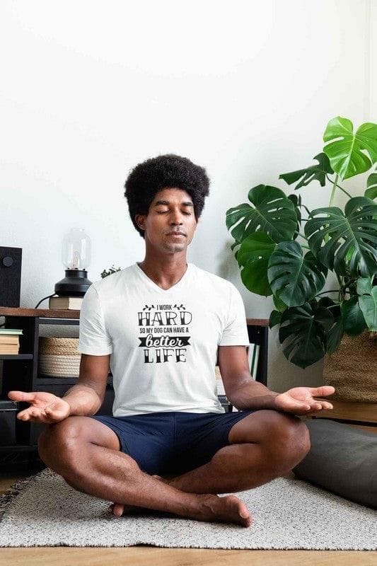 V Neck T-Shirt (Men) - Hardworking Pawrent (2 Colours)