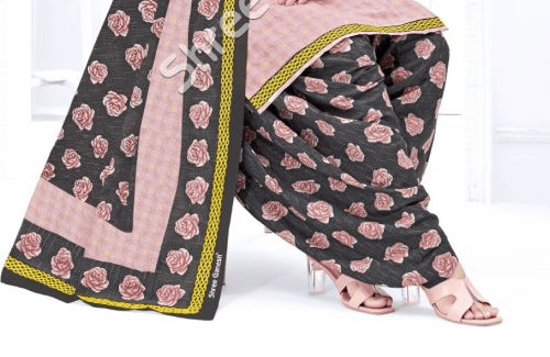 Monira Women's Pink Cotton Printed Unstitched Salwar Suit Material