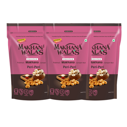 Makhanawala's Peri-Peri Flavoured Makhana|Pack of 3|70g Each Fox Nut  (3 x 23.33 g)