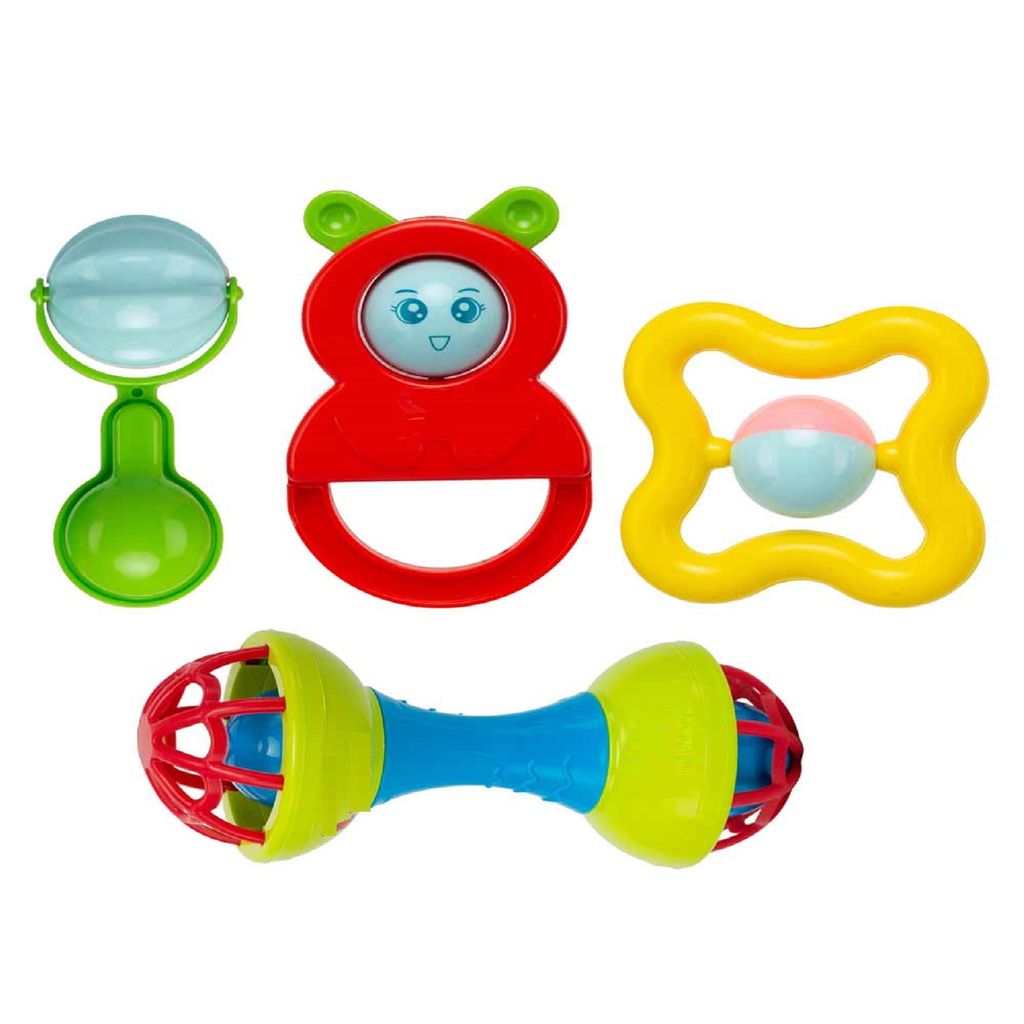 KTRS ENTERPRISE Rattle Set for Babies 0-6 Months - Rattle and Teether Toys for Baby Toys Rattle Toy for New Born Early Development Toys for Baby, Baby Shower Gifts, Return Gifts for Kids - Set of 4 Pcs - Toys and Games | Buy online on ZillyBuy
