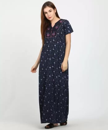 Women's Cotton Printed Maxi Night Gown