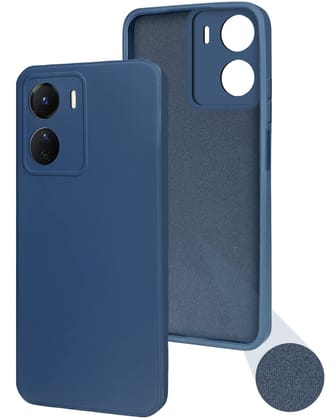 Back Cover Case for Vivo Y56 5G (Matte Finish Silicone with Inside Fiber Cloth |Blue)