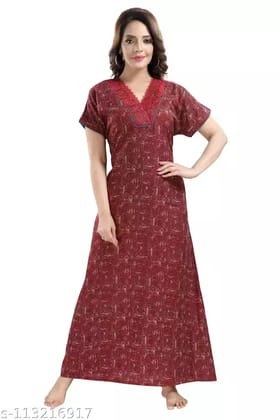 Full Length  Cotton Nighty Fabric Night Dress, Free Size